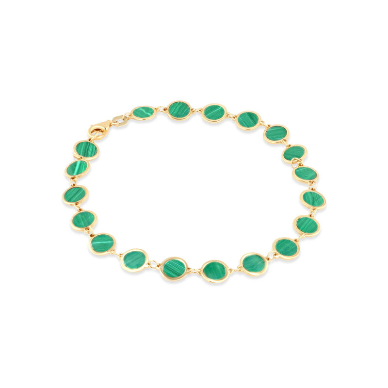 Pulsera Oro Amarillo 14k Con Malaquita (19cm Ap... image number null