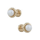 Broqueles Oro Amarillo 10k Con Perla (4mm Aprox)