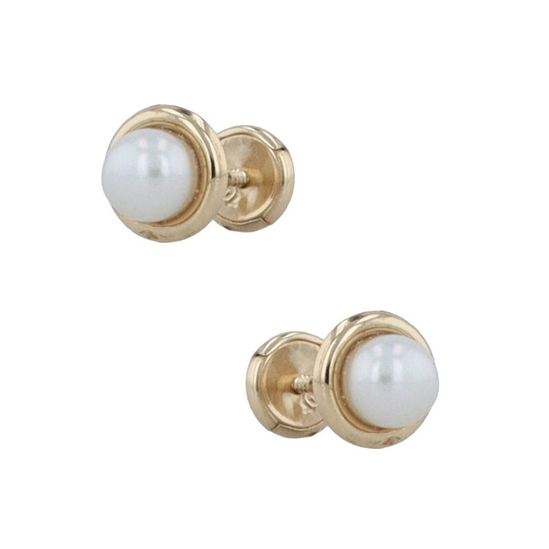 Broqueles Oro Amarillo 10k Con Perla (4mm Aprox... image number null