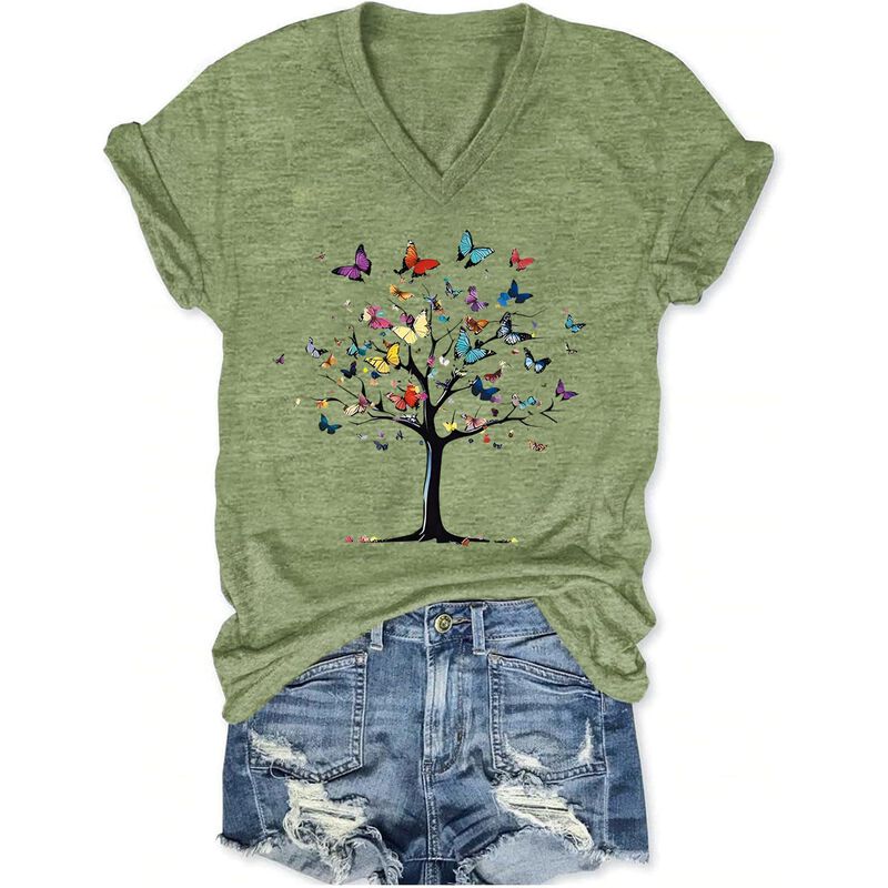 Camiseta Totwow Cuello V Estampado Gr&aacute;fico Verd... image number null