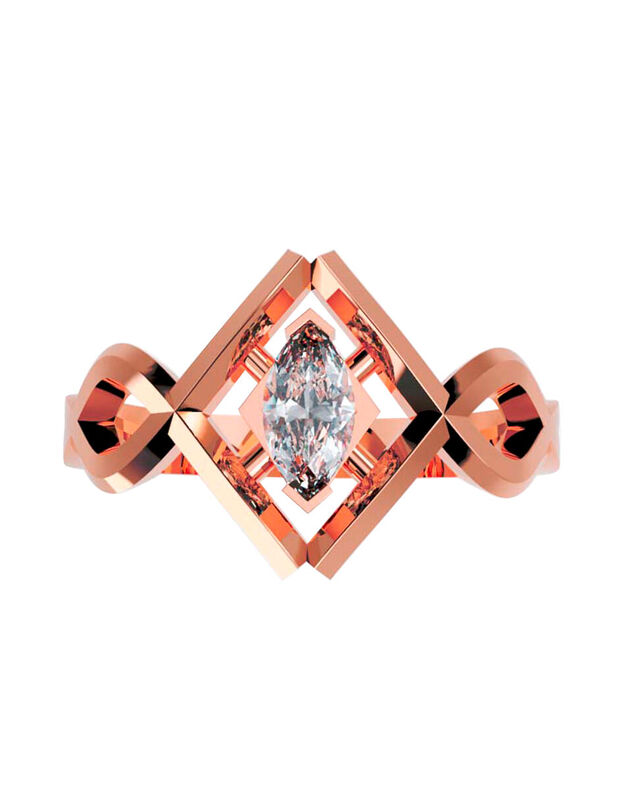 Anillo de Compromiso en Oro Rosa 10K con Circon... image number null