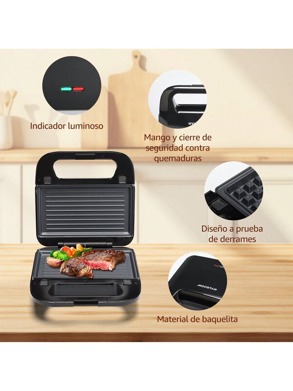 Sandwichera Electrica Waflera 4 En1 Antiadheren... image number null