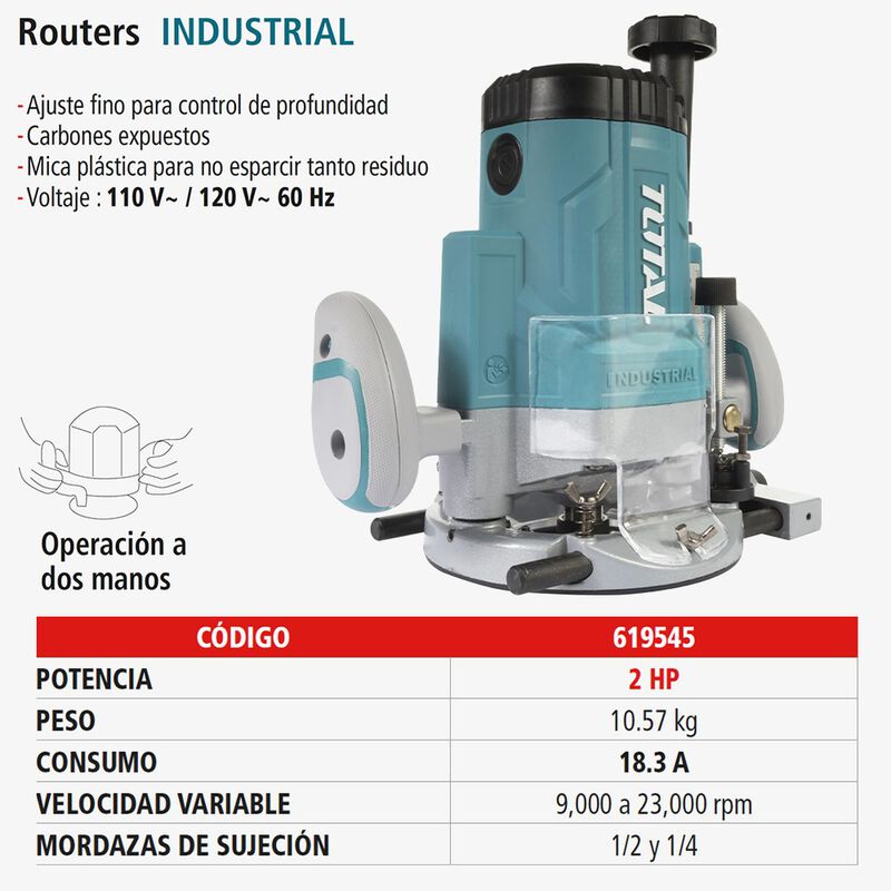 Router, Fresadora De Mano, Total, 2,200 W image number null