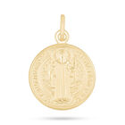 Medalla De Moneda De San Benito Oro Amarillo 10k Sin Cadena (16mm Aprox)
