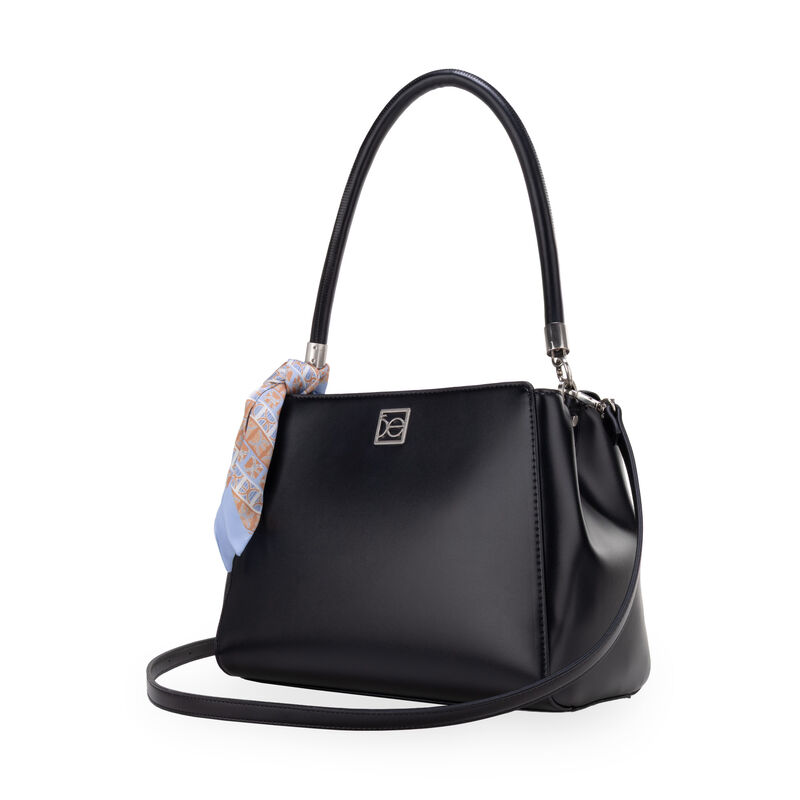 Bolsa Satchel Mediana Con Mascada Color  Negro image number null