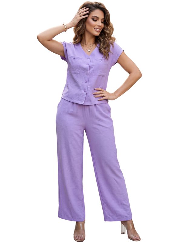 Conjunto 2 Piezas Para Mujer, Blusa De Manga Co... image number null