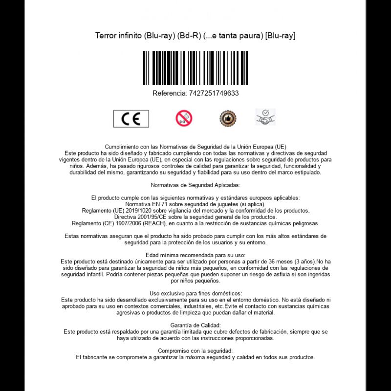 Terror infinito (Blu-ray) (Bd-R) (...e tanta pa... image number null