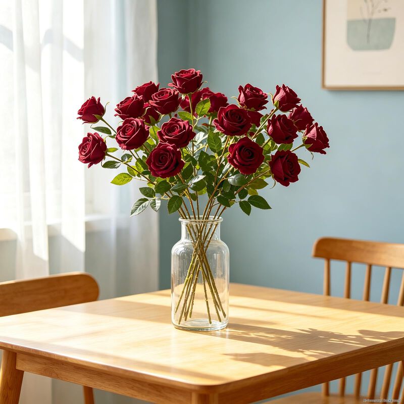 Rosas Artificiales Yastouay 200 Piezas Burdeos ... image number null
