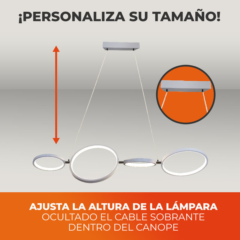 L&aacute;mpara Colgante LED 4 Anillos 33 W, 1.50 m de ... image number null