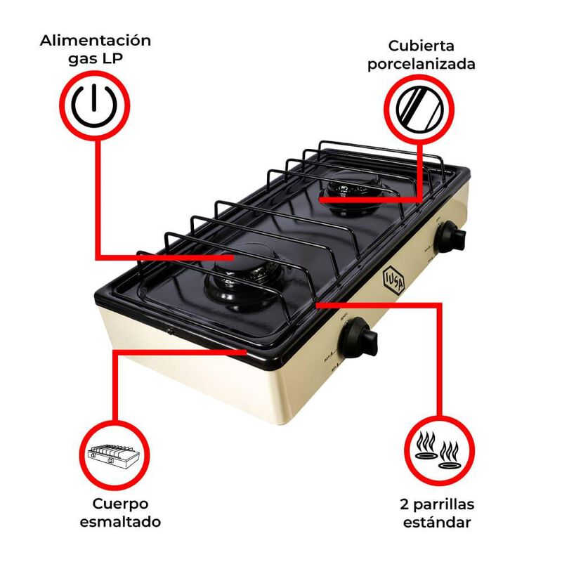 Parrilla A Gas 2 Quemadores Caper Avena image number null