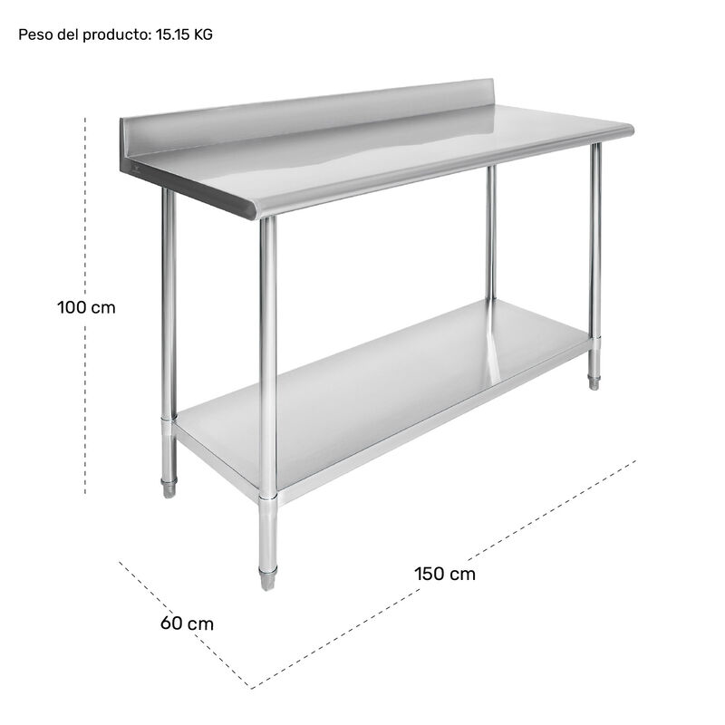 Mesa A Pared 100% Acero Inoxidable Ajustable 15... image number null