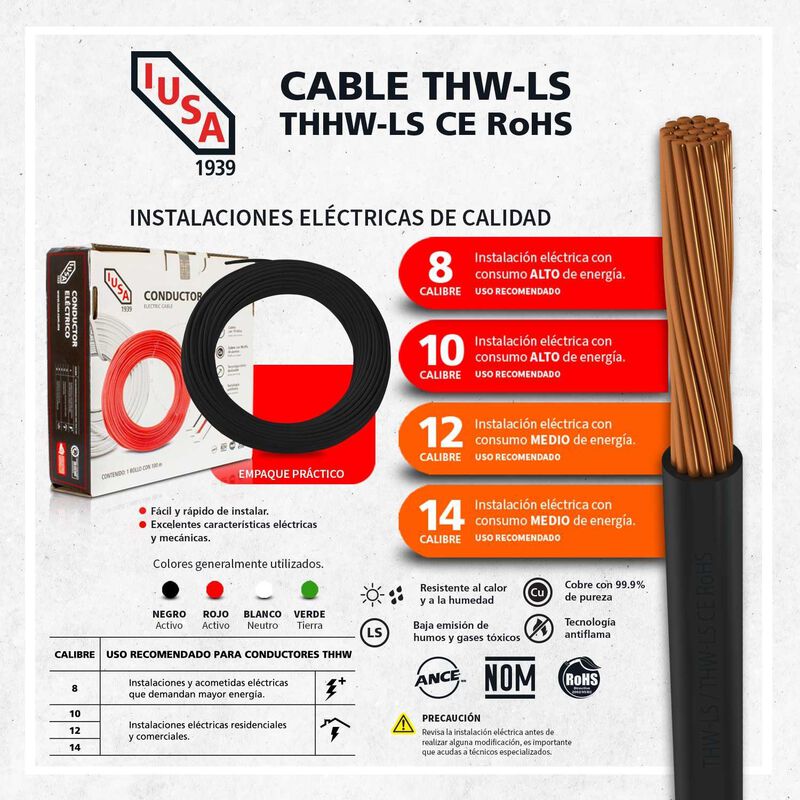 Cable Thw-ls/thhw-ls Ce Rohs 10 Awg En Caja Col... image number null