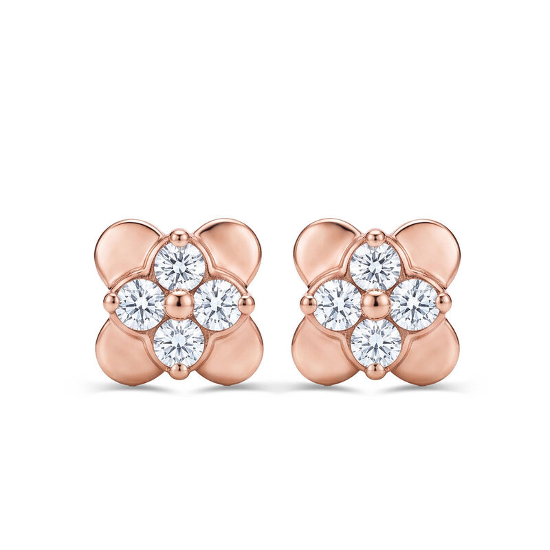 Broqueles En Forma De Flor De Oro Rosa 10k Con ... image number null