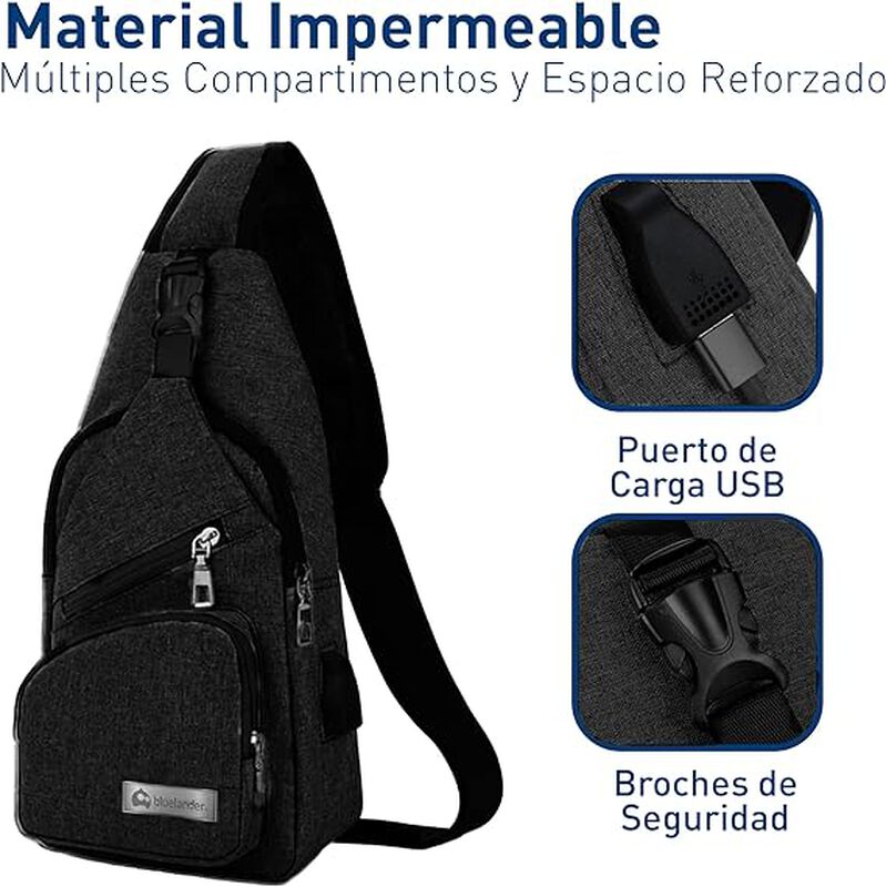 Mochila Cruzada Antirrobo Impermeable, Blueland... image number null