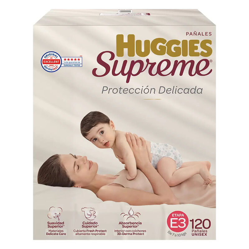 Pa&ntilde;ales Huggies Supreme Etapa 3 Unisex 120pz image number null
