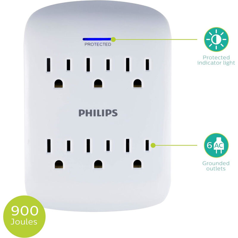 Multicontacto de Pared de 6 Salidas PHILIPS con... image number null