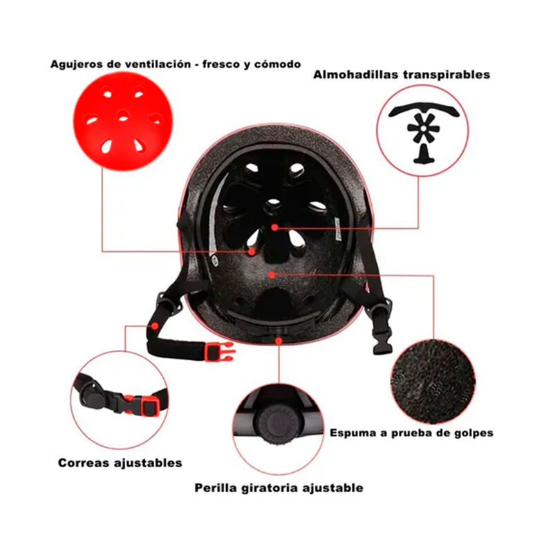 Kit Casco Protecci&oacute;n Juvenil Rodilleras +mu&ntilde;equ... image number null