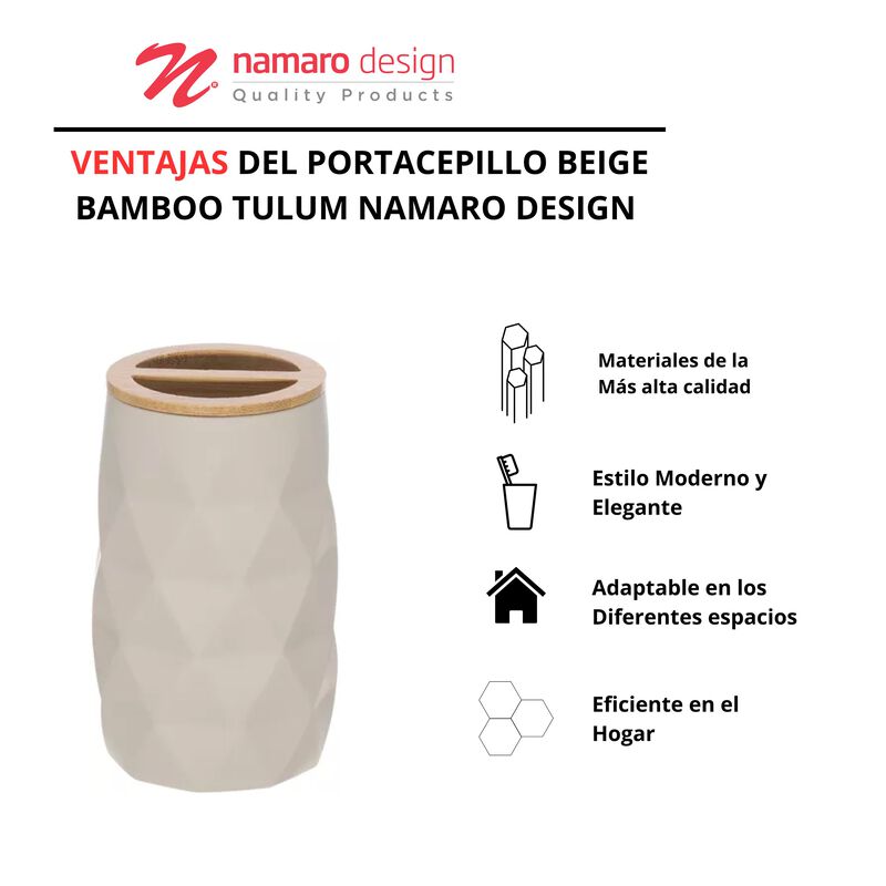 Portacepillo Beige bamboo Tulum Namaro Design image number null