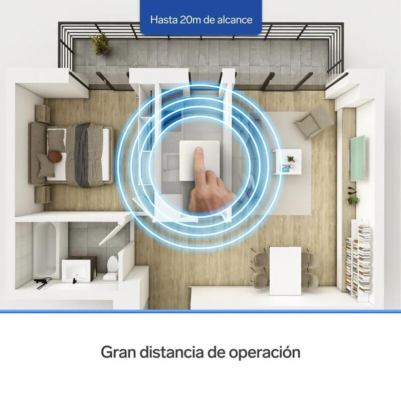 Apagador inal&aacute;mbrico RF cin&eacute;tico sencillo image number null
