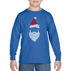 Camiseta De Manga Larga Word Art Para Ni&ntilde;o - Santa Claus - Azul Rey