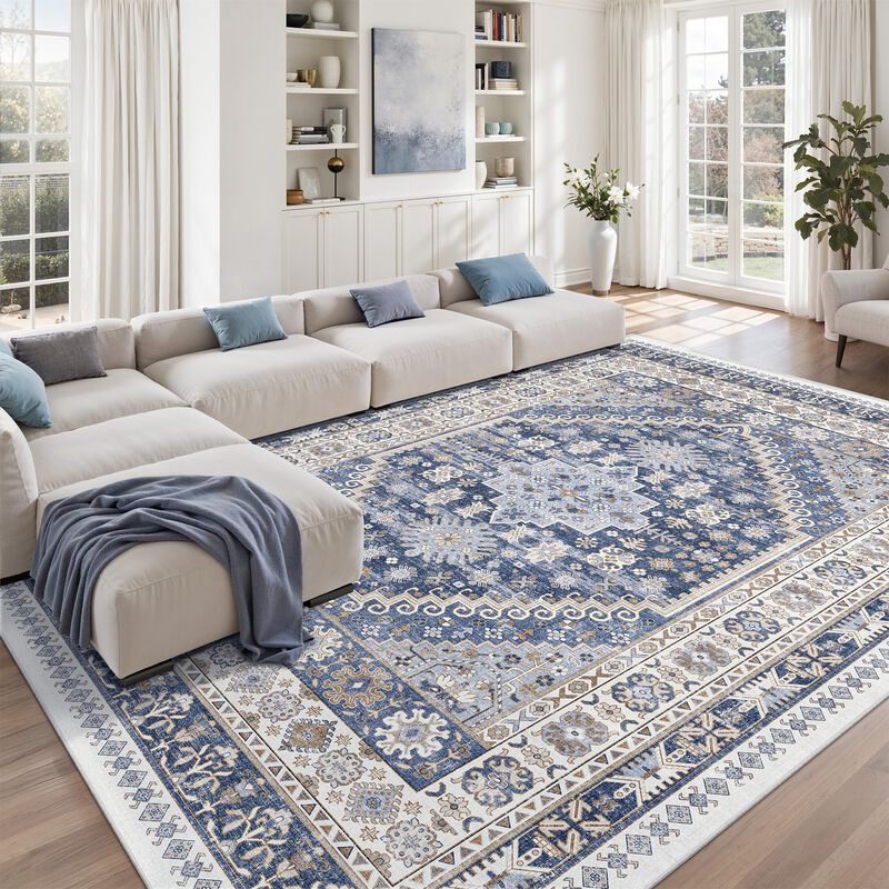 Alfombra De &Aacute;rea Zesthome Azul Lavable 305x244 ... image number null