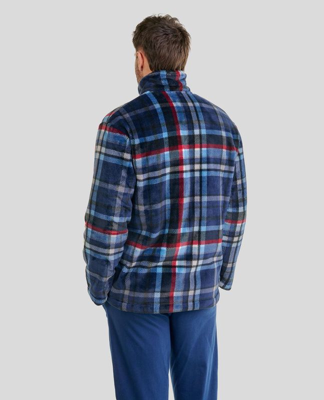 Bata con Cremallera de Cuadros Azules Marino image number null