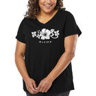 Camiseta De Talla Grande Cuello En V Word Art Para Mujer - Aloha- Negro
