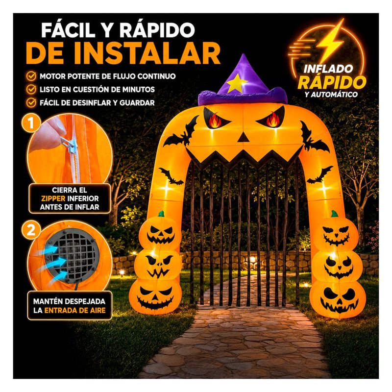 Inflable Halloween Arco Calabaza Bruja Gigante ... image number null