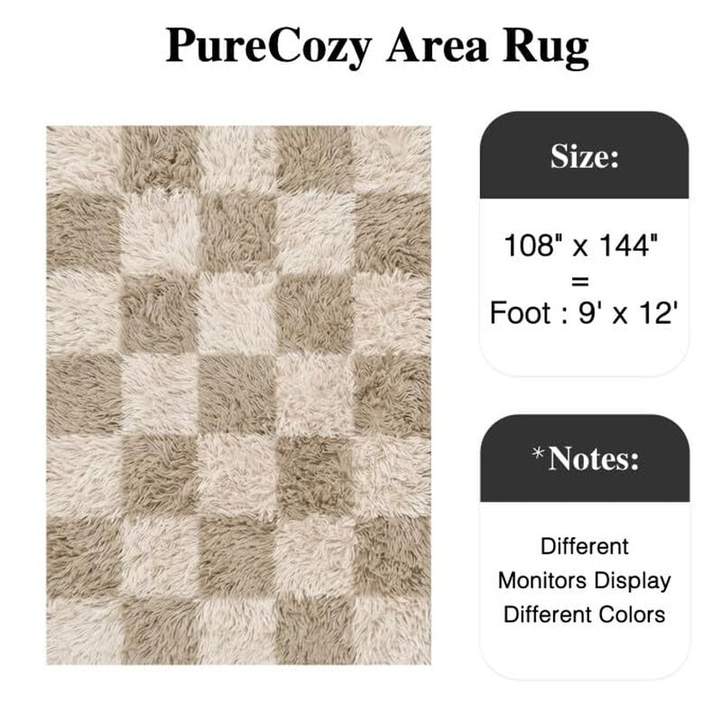Alfombra Purecozy Beige 274 &times; 305 cm A Cuadros ... image number null