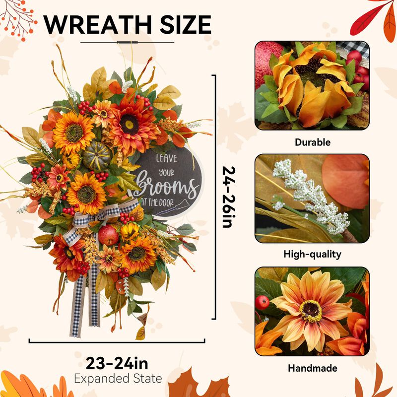 Corona Soomeir 61 cm Girasoles Oto&ntilde;o Para Puert... image number null