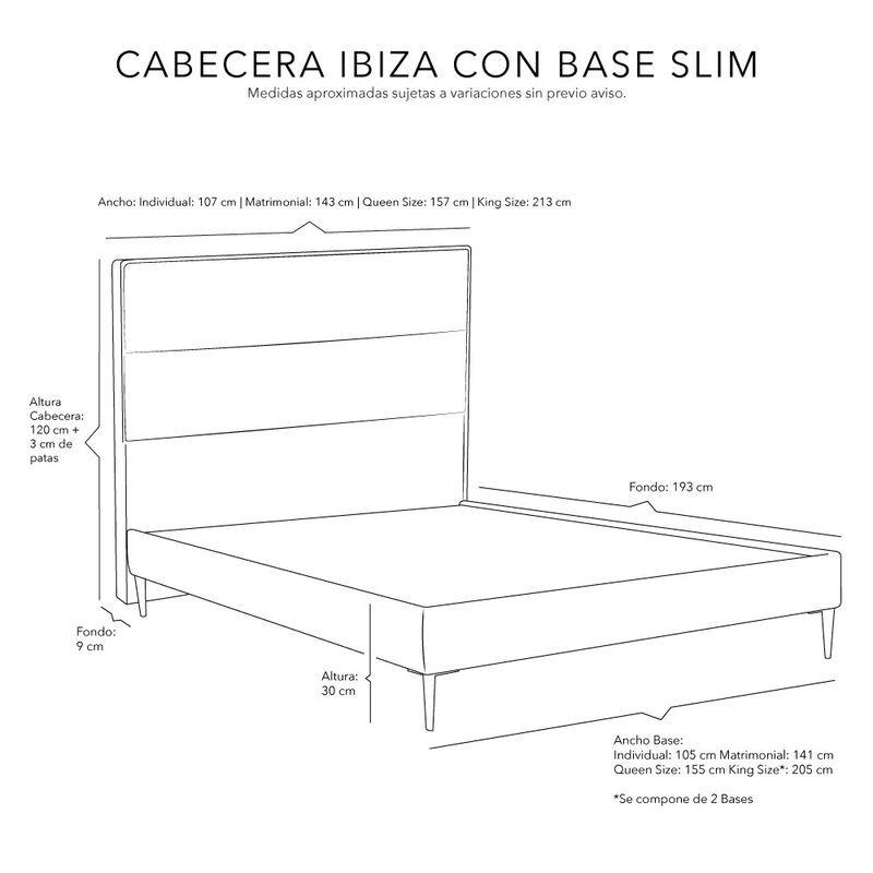 Cabecera Matrimonial  Dicasa Ibiza Con Base Cam... image number null