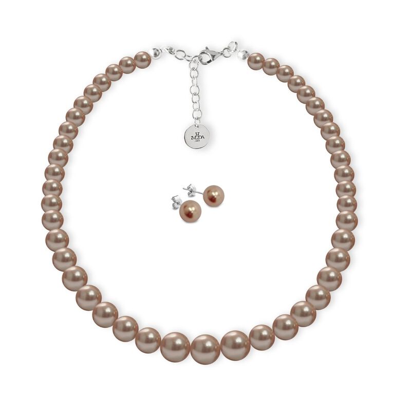 Collar y Aretes Perlas de cristal creciente con... image number null