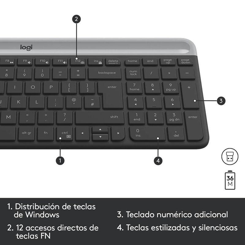 Kit de Teclado y Mouse Logitech Mk470 Wireless ... image number null