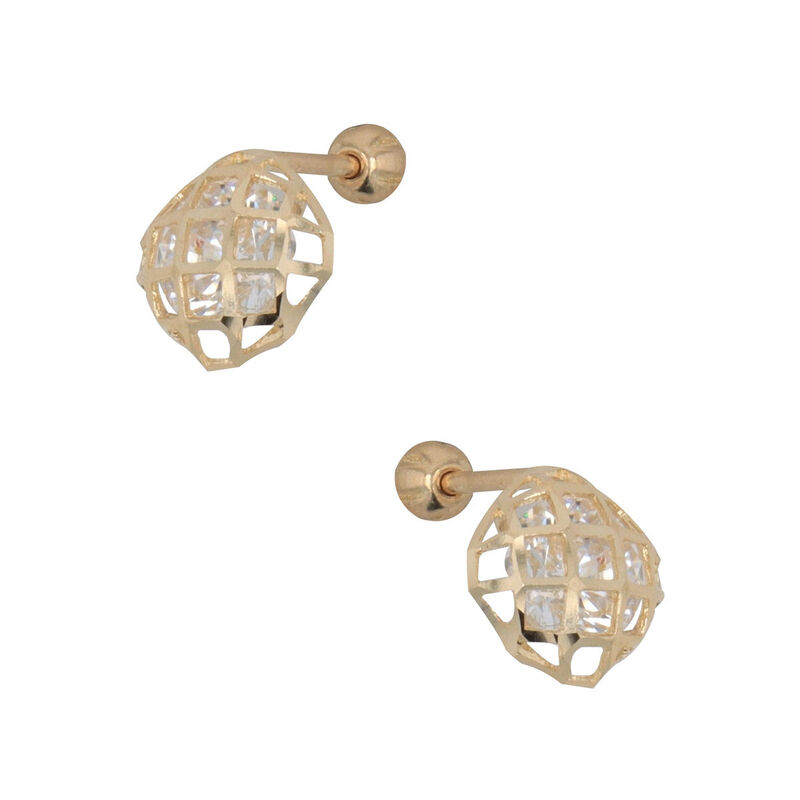 Broqueles De Oro Amarillo De 14k  Con Zirconia image number null
