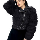 Chamarra Vinipiel Peluche Mujer Premium Negro Roosevelt A274