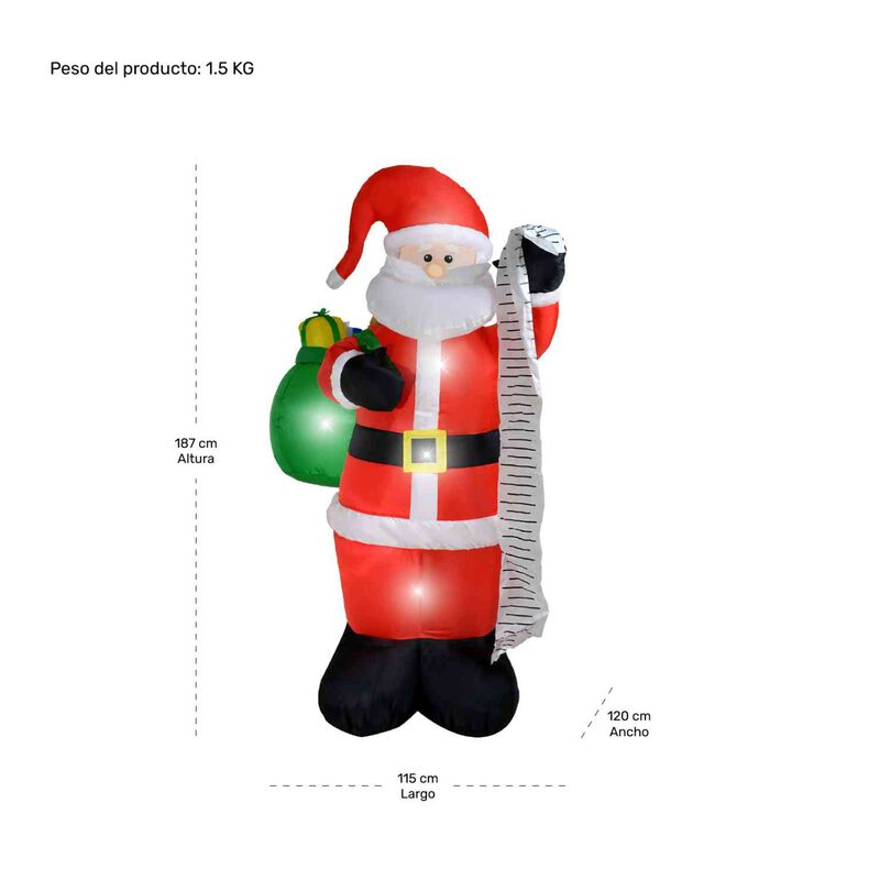 Inflable Navidad Santa Claus Papa Noel 1.87m De... image number null