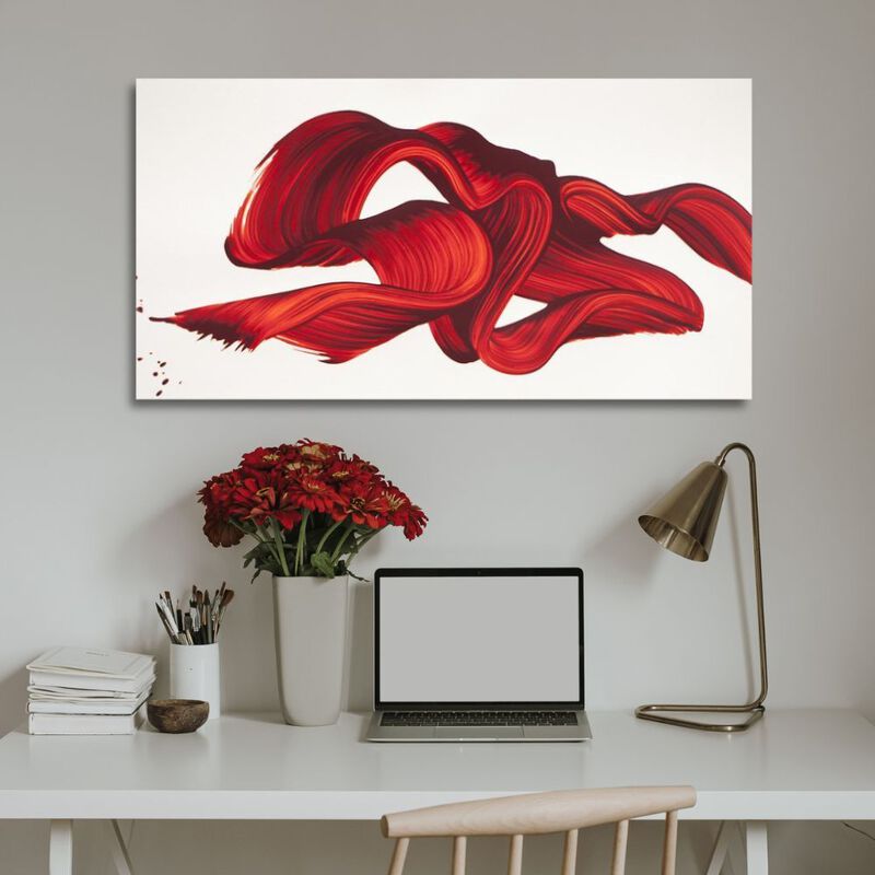 Cuadro Decorativo Impreso 60x80cm Ondas Rojas image number null