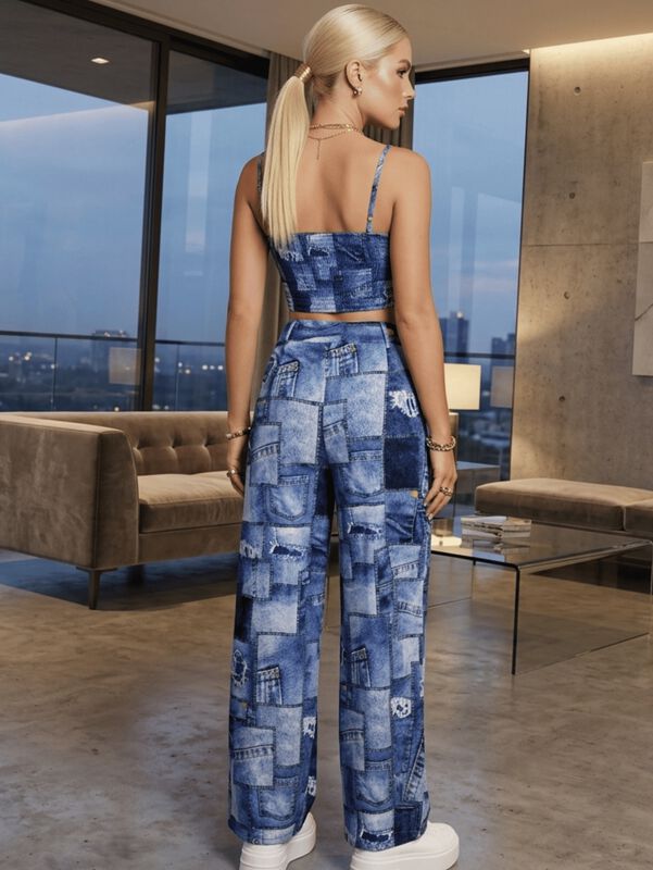 Conjunto De Mujer 2 Piezas Top Y Pantal&oacute;n Conj-... image number null