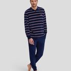 Pijama de Terciopelo a Rayas Granate Azul Marino