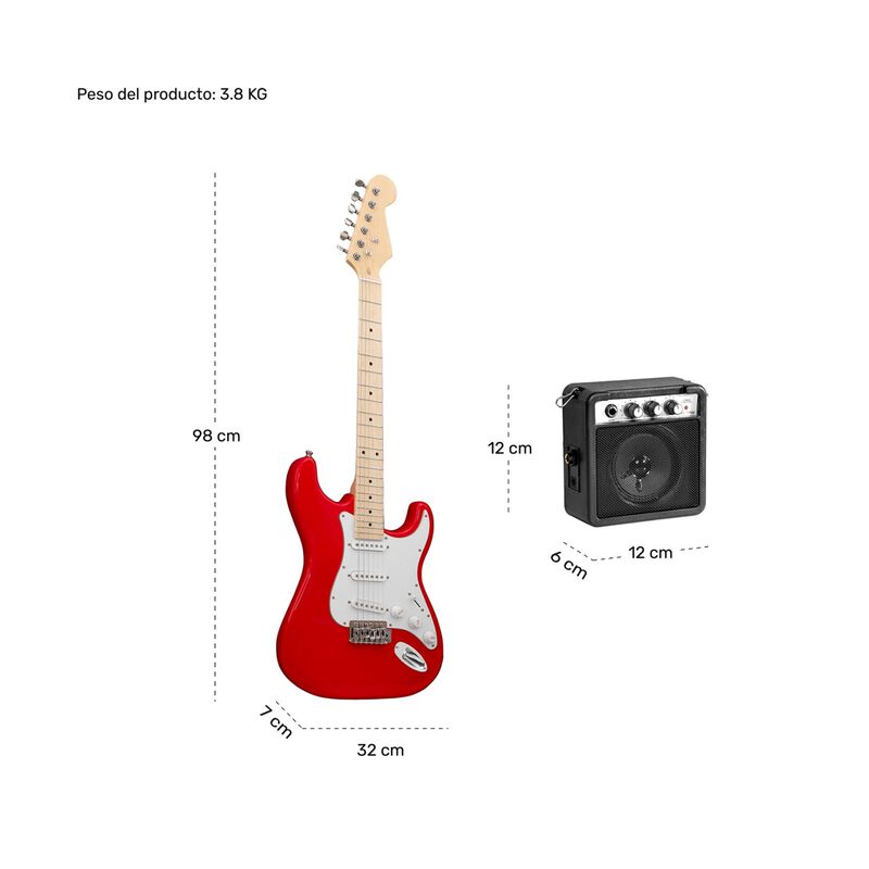 Guitarra El&eacute;ctrica Accesorios Rojo + Amplificad... image number null