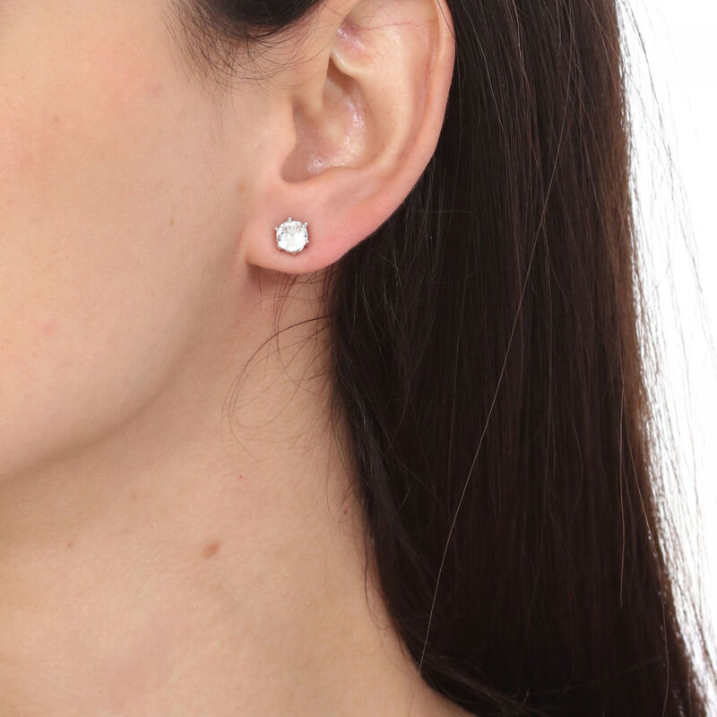 Aretes en Baño de Oro Blanco de 18K  con Crista... image number null