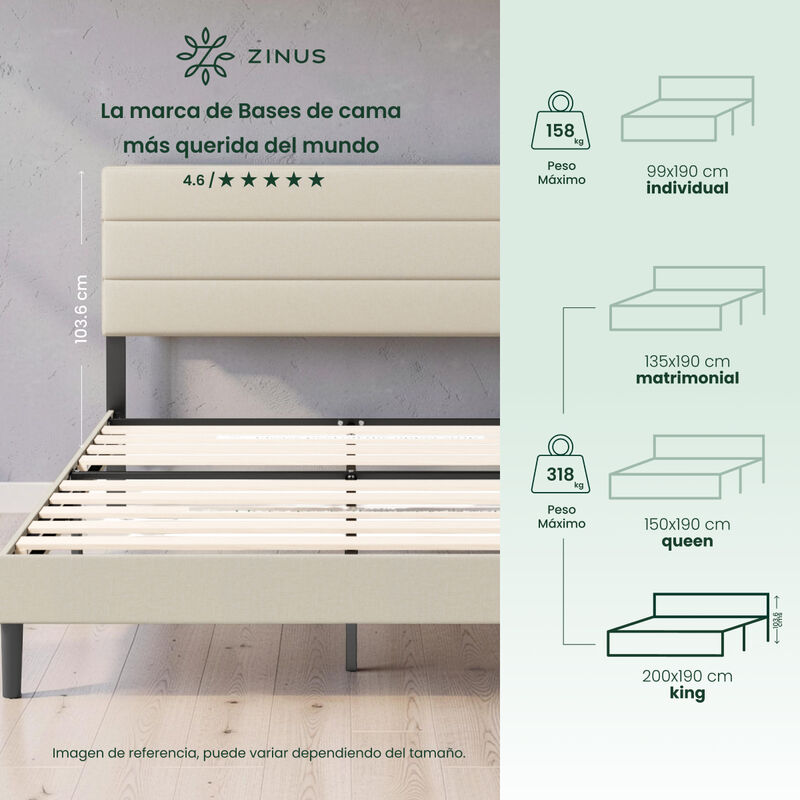 Zinus Piper | Cama Con Dise&ntilde;o En L&iacute;neas King Si... image number null