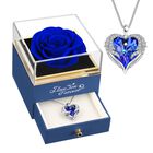 Collar De Rosas Azules Aut&eacute;nticas Preservadas Newnove Con Alas De &Aacute;ngel