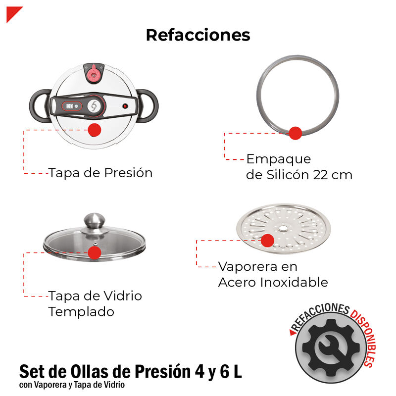 Set De Ollas De Presi&oacute;n 4 y 6L Acero Inox Bogne... image number null