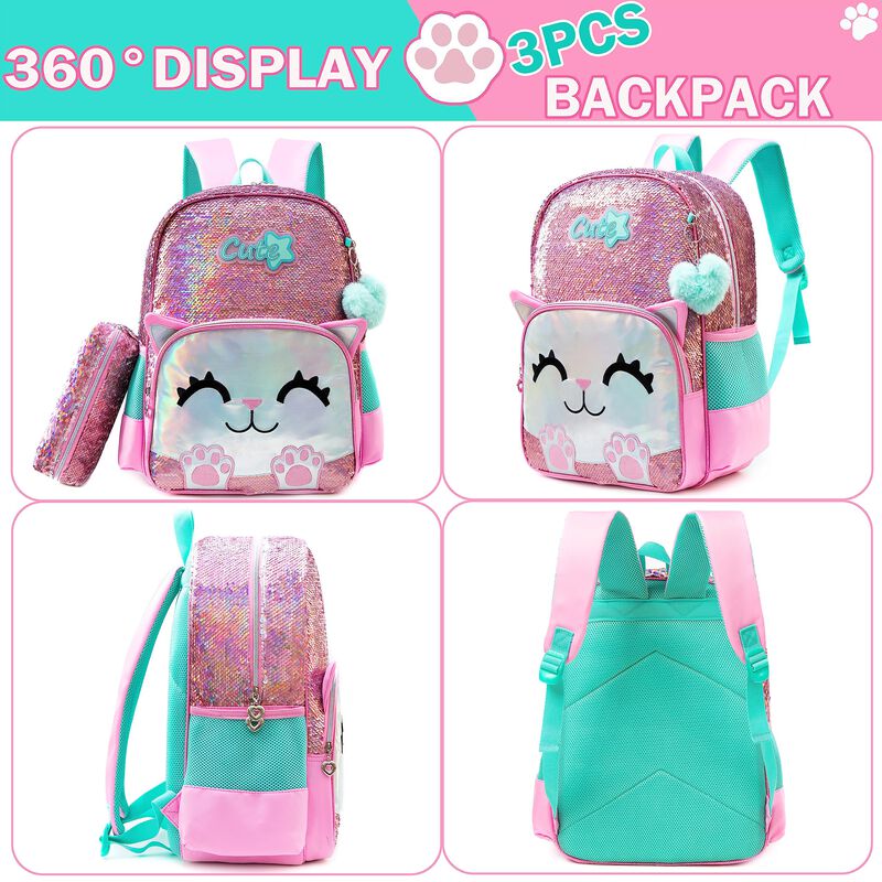Mochila Meetbelify Con Forma De Gato Rosa Para ... image number null