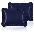Funda De Almohada Homiest Est&aacute;ndar Azul Marino Con Volante &ndash; Juego De 2