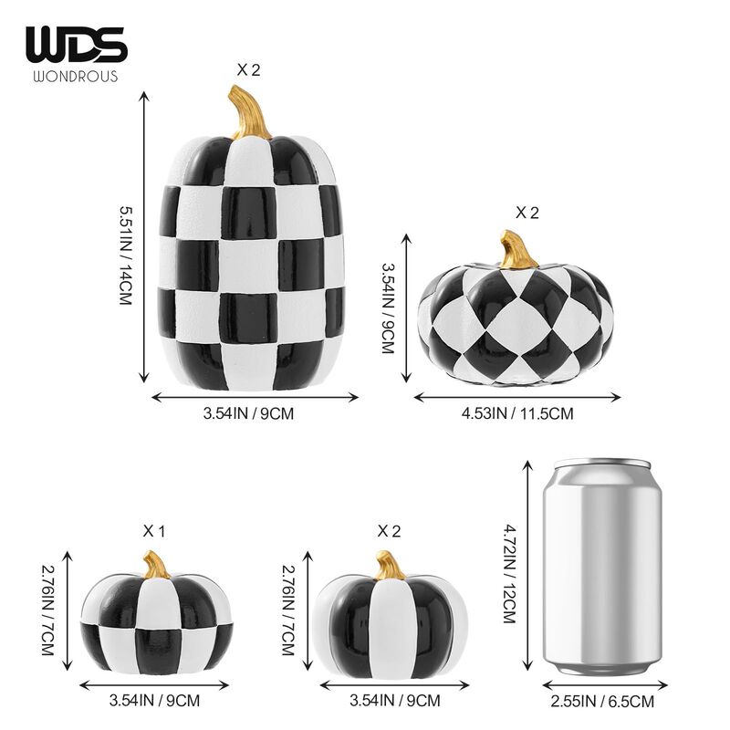 Calabazas Wds Wondrous 7 Piezas En Blanco Y Neg... image number null