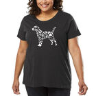 Camiseta De Talla Grande Word Art Para Mujer - Huellas de Perro- Gris