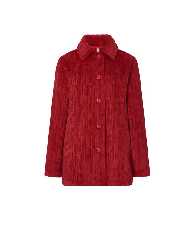 Bata Corta Jacquard con Botones Rojo image number null