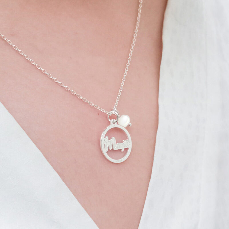 Dije Florecer mam&aacute; de plata con perla y cadena ... image number null